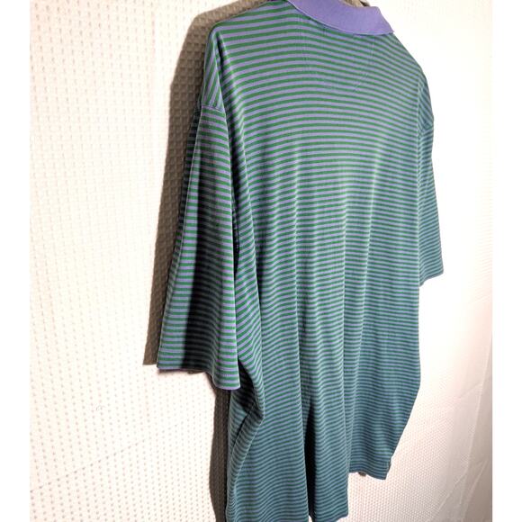 Bobby Jones XXL Polo Shirt Purple Green Stripe Pima Cotton Peruvian Golf Mens - Picture 5 of 5